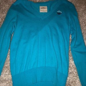 Hollister blue v neck sweater